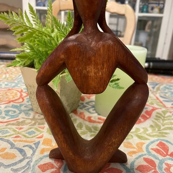 Handcrafted Brown Wooden Sculpture - Picture 2 of 2